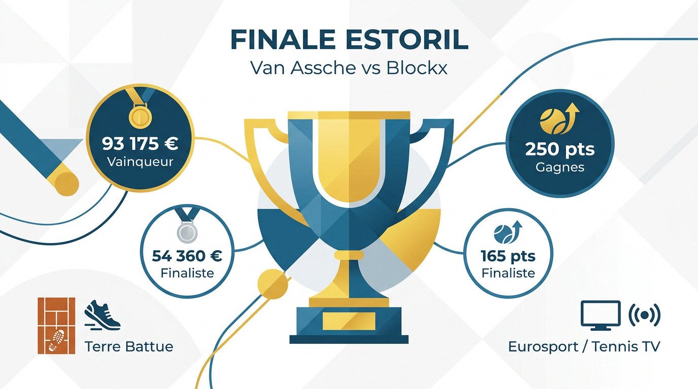 Infographie finale ATP Estoril 2026 Luca Van Assche contre Alexander Blockx