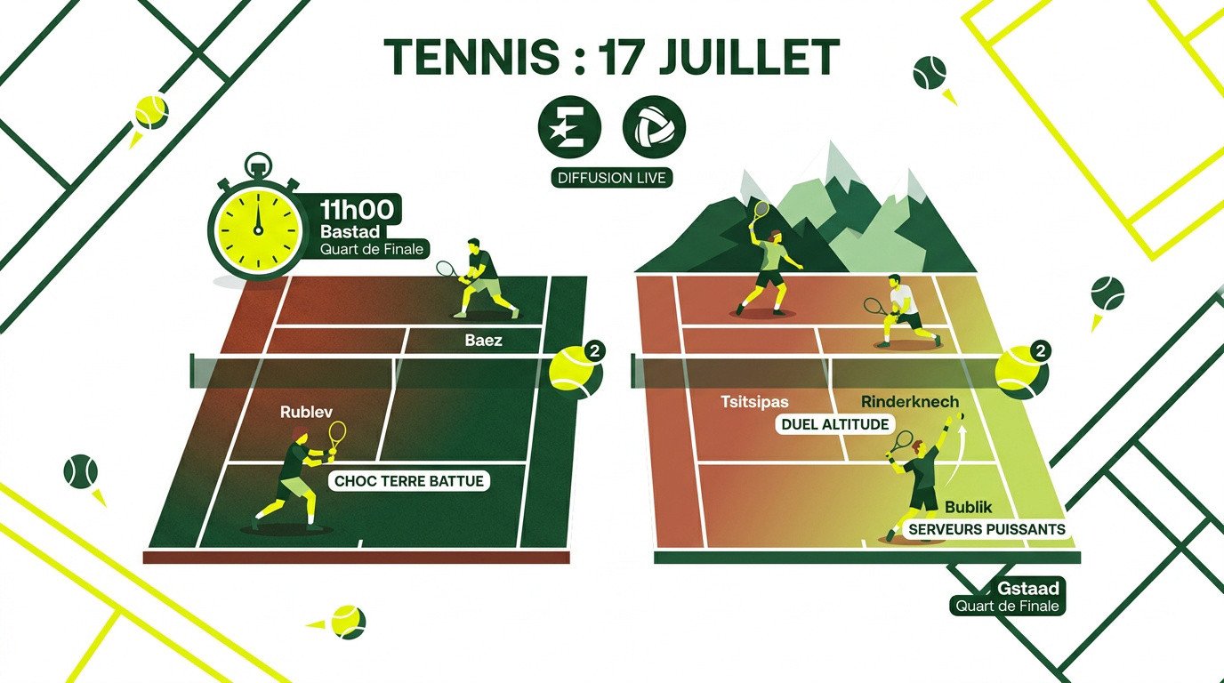 Affiche des tournois de tennis ATP de Bastad et Gstaad le 17 juillet