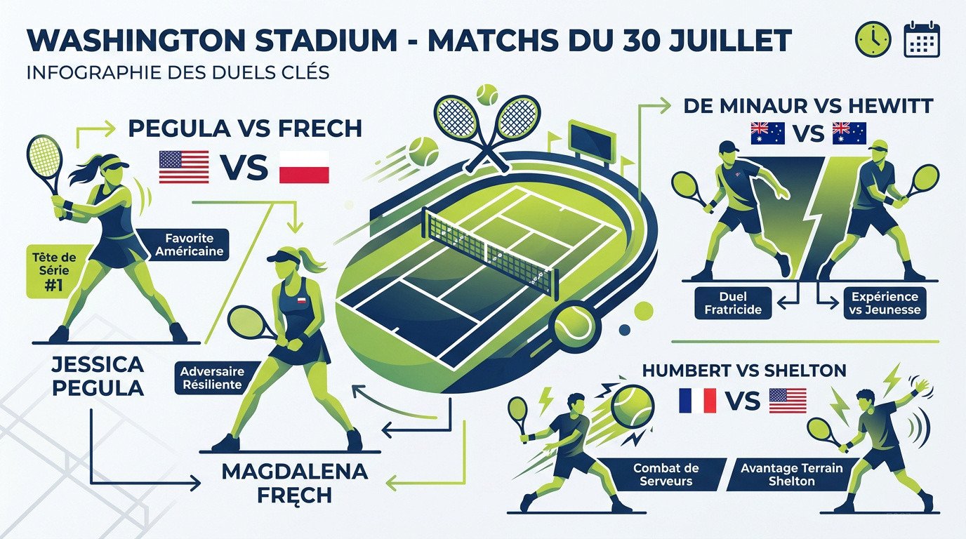 Matchs de tennis sur le Stadium de Washington le 30 juillet 2026