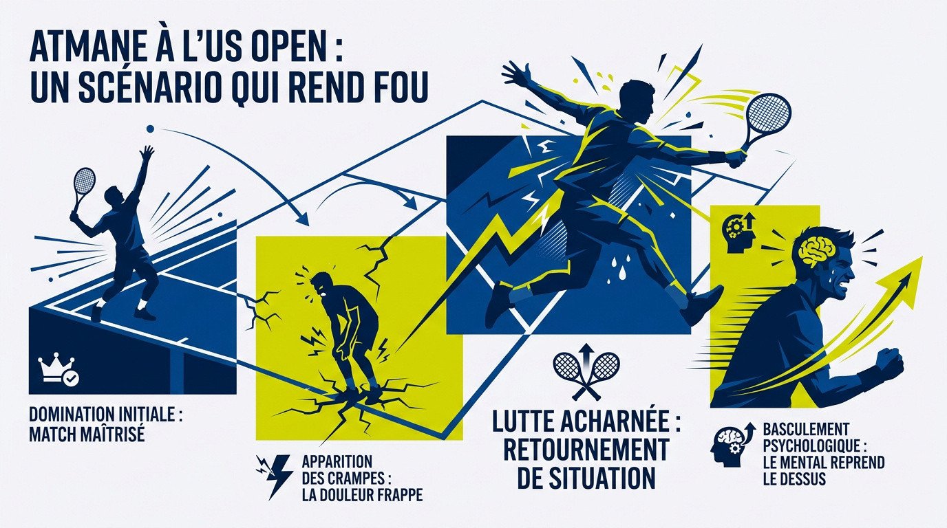 Terence Atmane en plein match marathon à l'US Open 2026 contre Jaume Munar