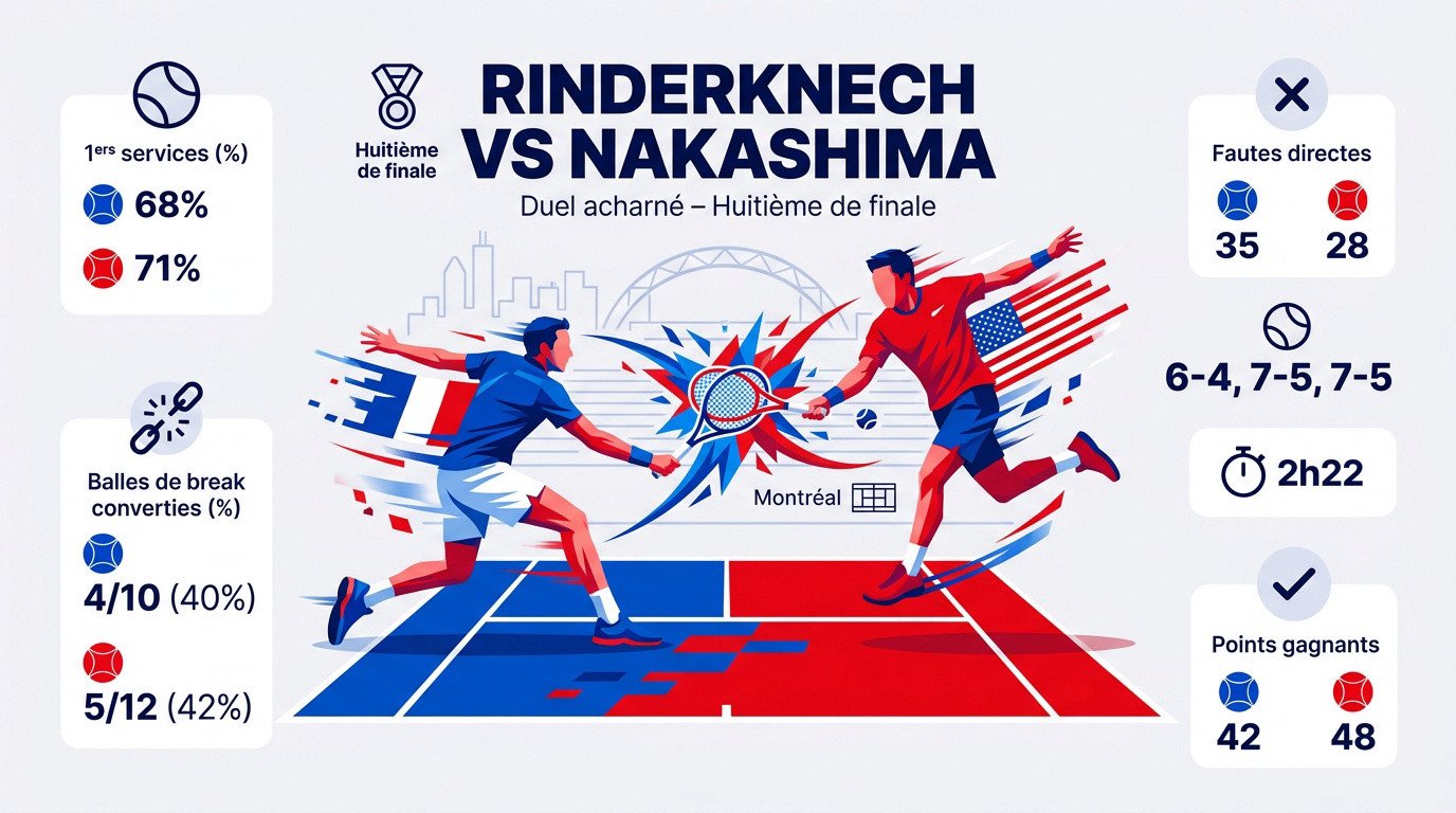 Duel intense entre Arthur Rinderknech et Brandon Nakashima sur le court central de Montréal en 2026