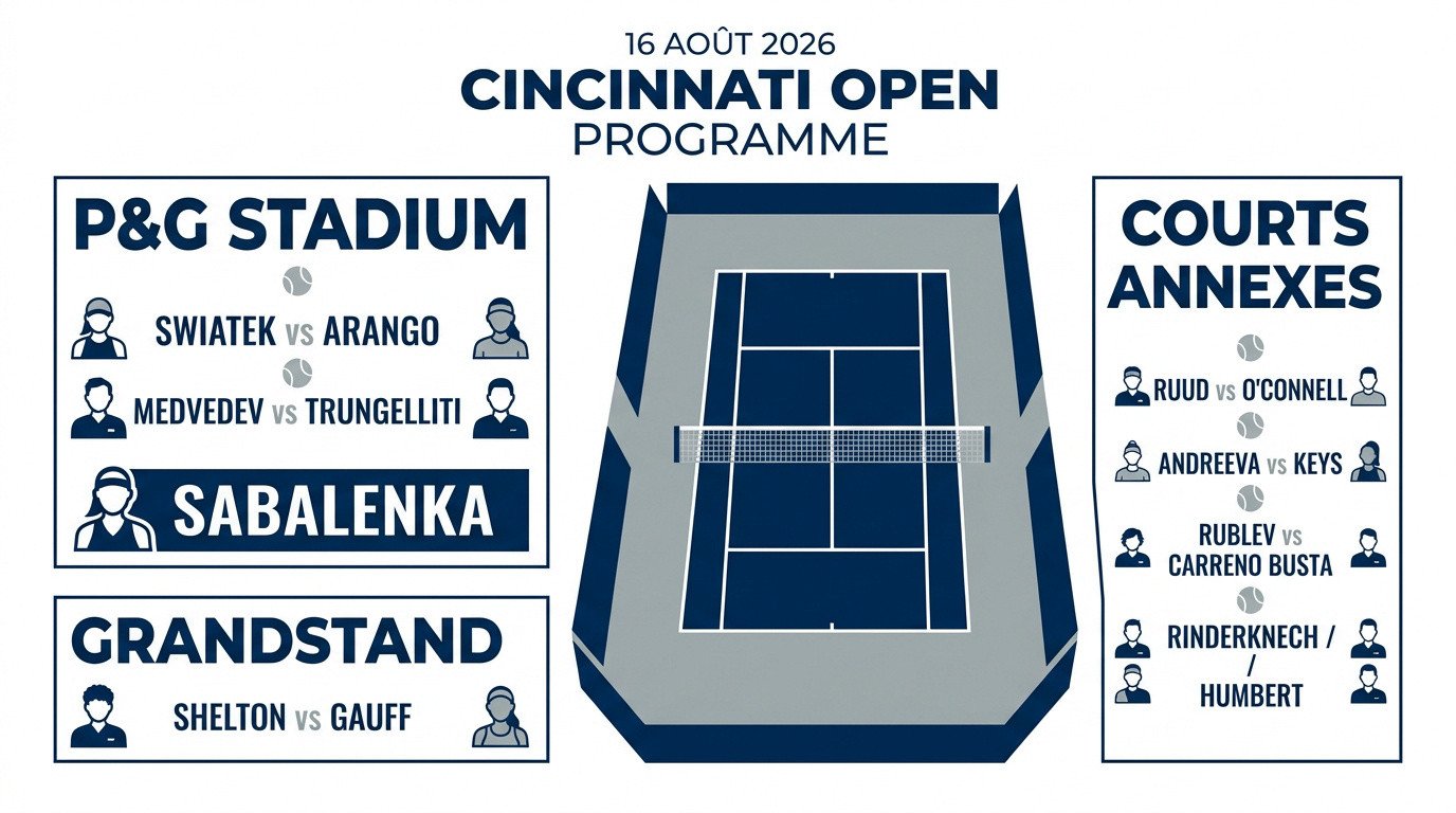 Affiche officielle des têtes d'affiche du Cincinnati Open 2026 le 16 août