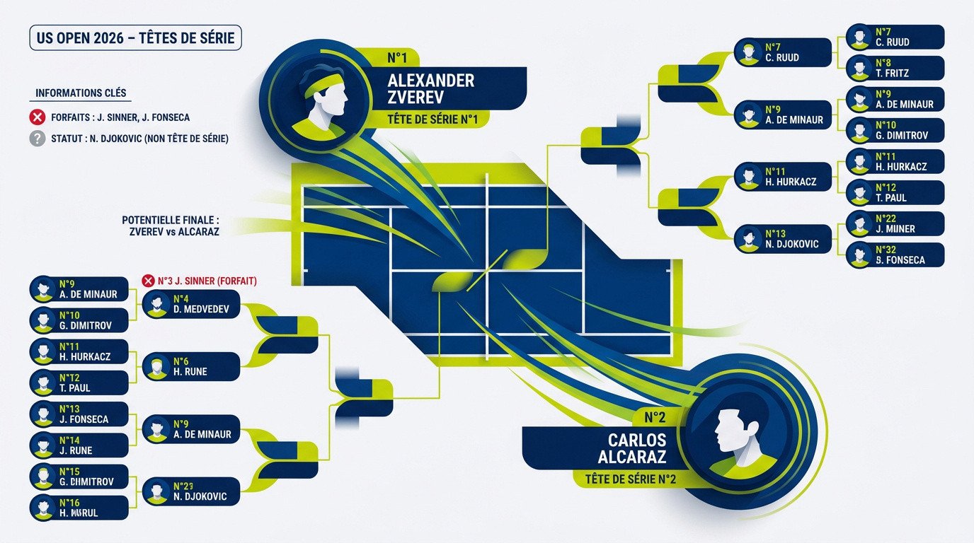 Tableau des 32 têtes de série masculines US Open 2026