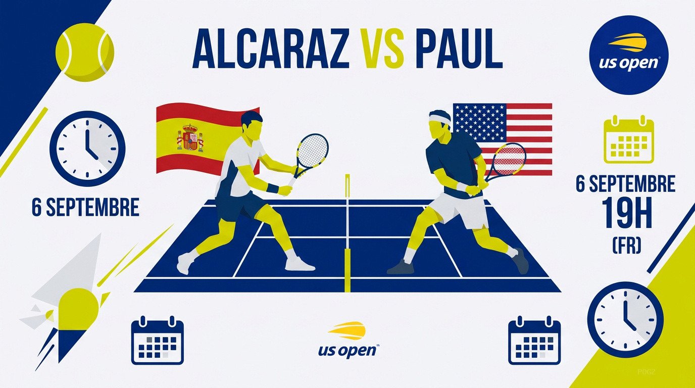 Duel entre Carlos Alcaraz et Tommy Paul en huitièmes de finale de l'US Open 2026