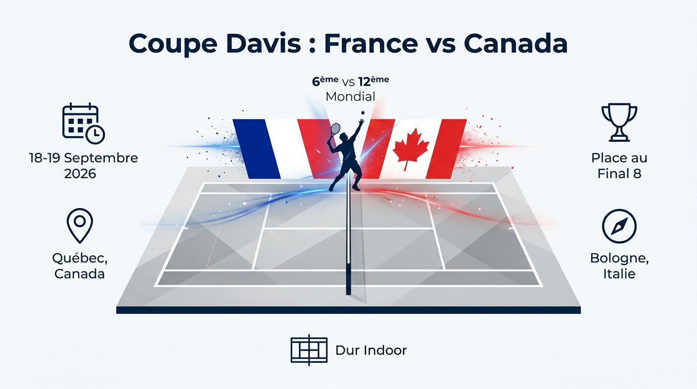 Affiche de la rencontre de Coupe Davis 2026 entre la France et le Canada à Québec