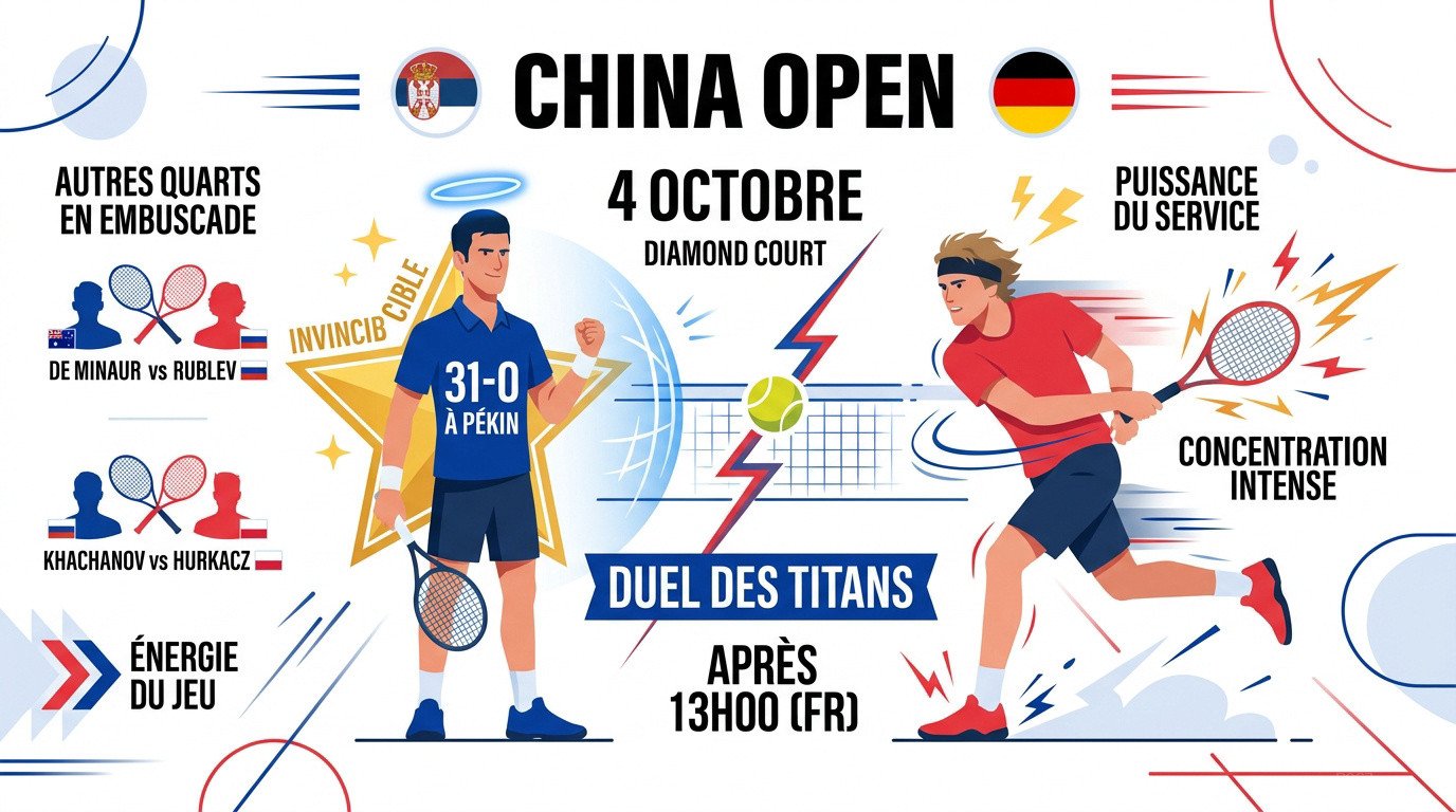 Duel entre Alexander Zverev et Novak Djokovic au China Open de Pékin