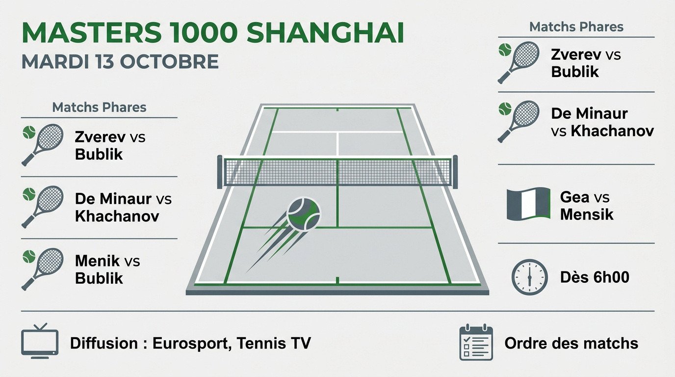 Affiches des huitièmes de finale du Masters 1000 de Shanghai le 13 octobre