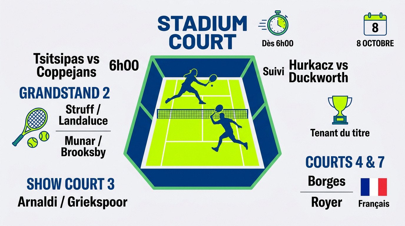 Affiche officielle du programme des matchs du 8 octobre au Masters 1000 de Shanghai avec les têtes de série