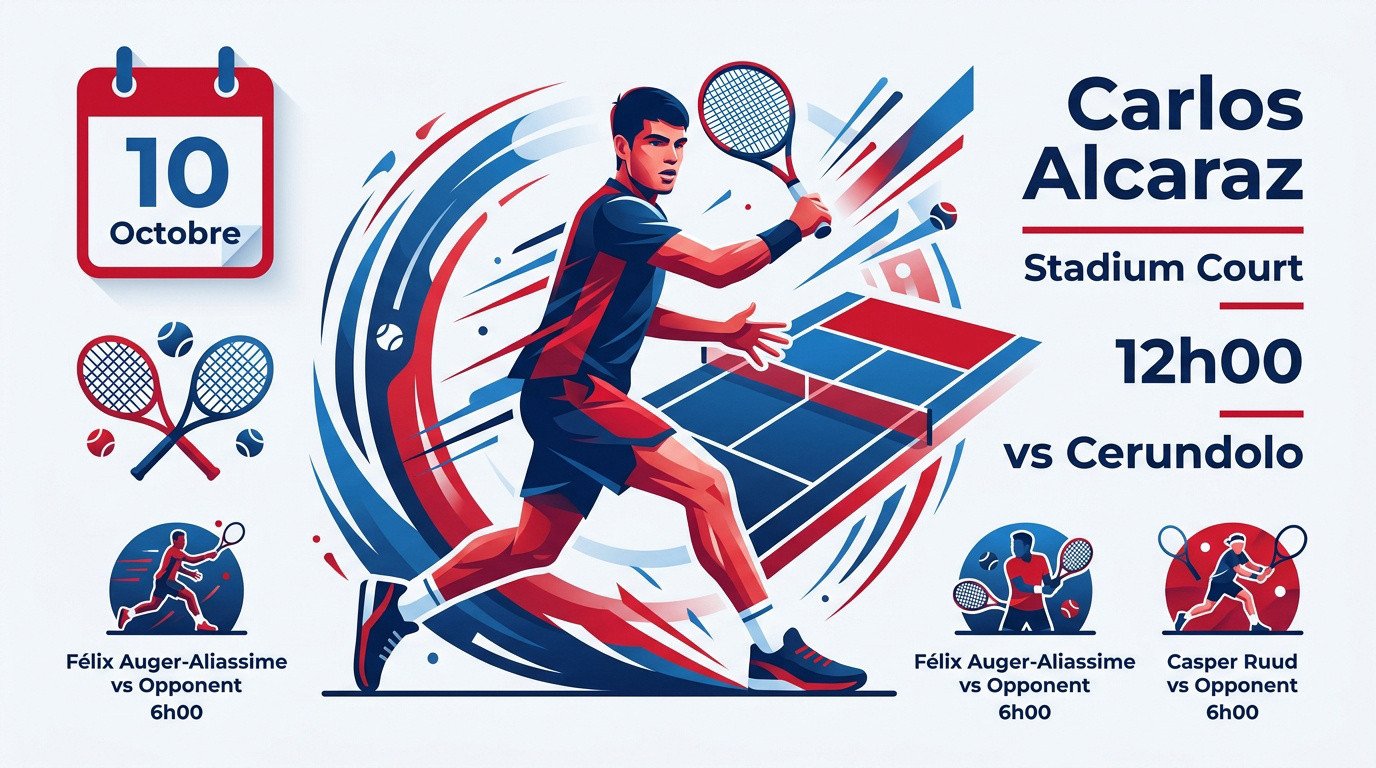 Affiche officielle du programme tennis du samedi 10 octobre au Masters 1000 de Shanghai 2026