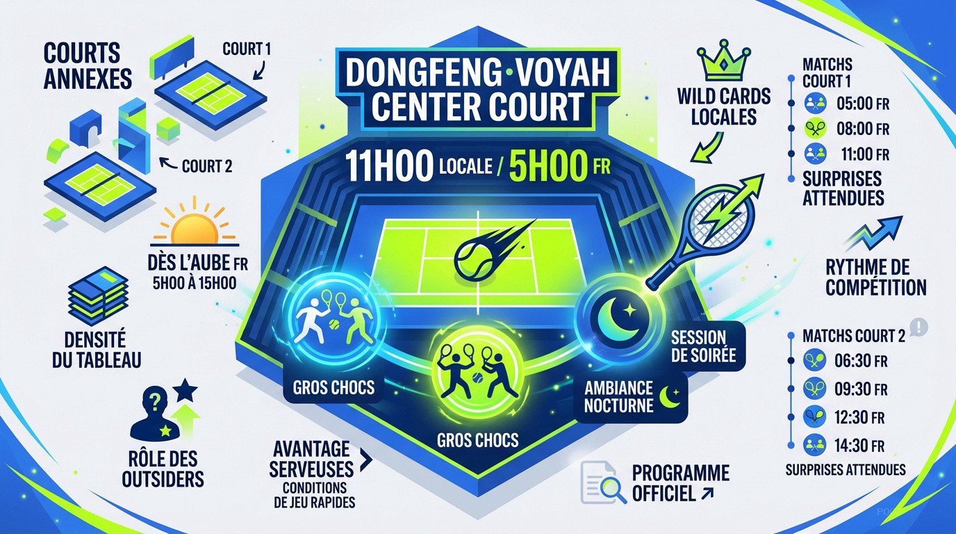Affiche officielle du programme des matchs du lundi 12 octobre 2026 au tournoi WTA 1000 de Wuhan