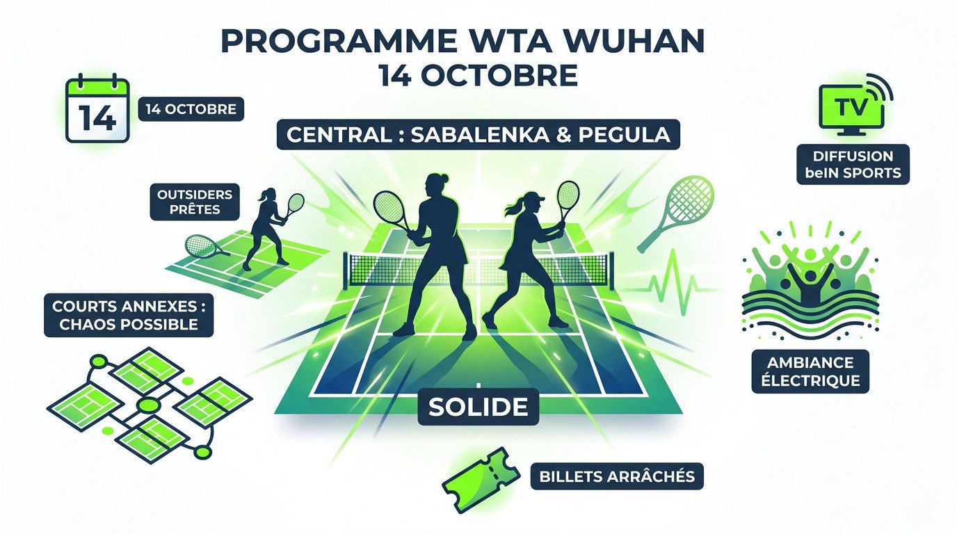 Affiche du programme WTA Wuhan avec Sabalenka et Pegula