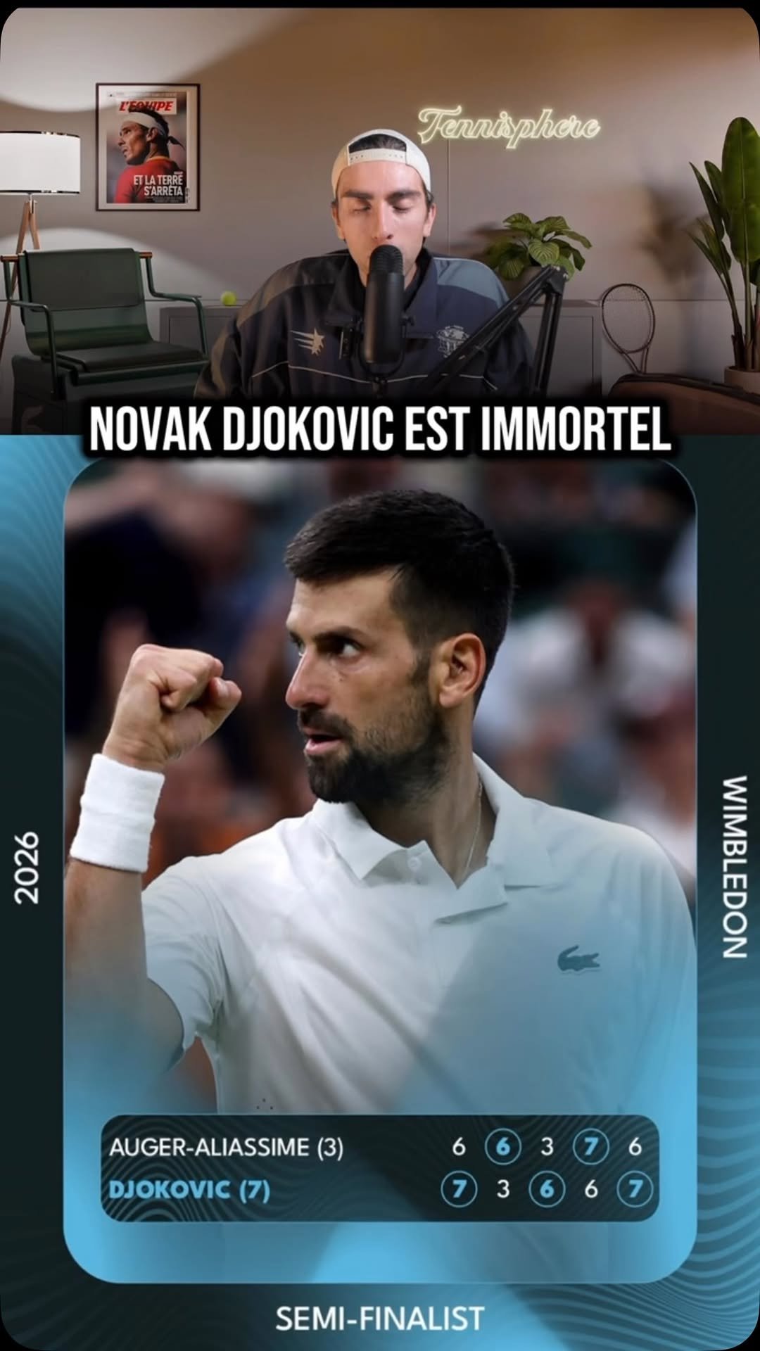 Un énième morceau de bravoure de la part de Novak Djokovic qui s’impose en 5 sets face à Félix Auger-Aliassime 🥵